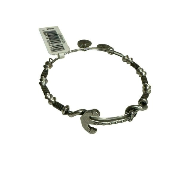 Alex and Ani Anchors Away Expandable Bangle Bracelet Silver Nautical Beaded New - Picture 1 of 6